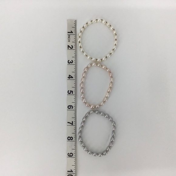 Pink, Grey, White Simulated Pearl Bracelet Set - Picture 13 of 14